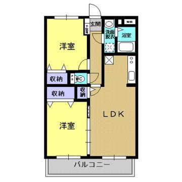 ユーミー浜根(2LDK/2階)の間取り写真