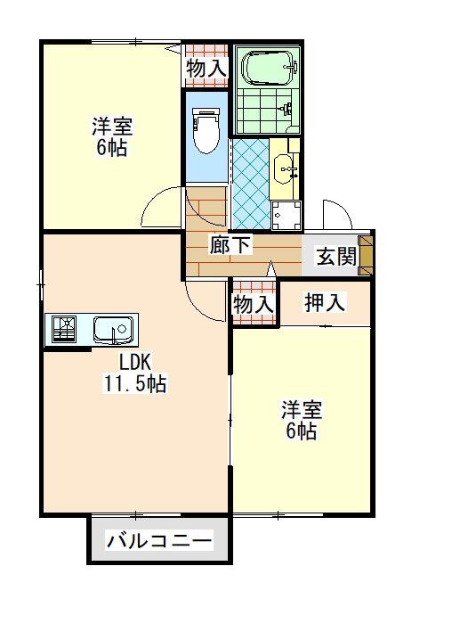 レジデンス岩田(2LDK/1階)の間取り写真