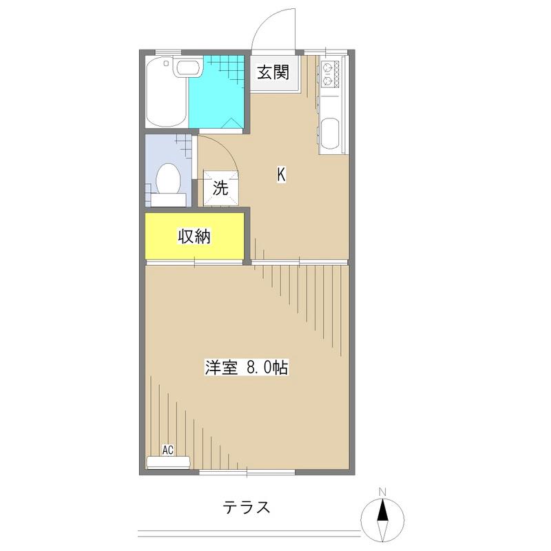 西武池袋線 江古田駅 徒歩6分 2階建 築36年(1K/1階)の間取り写真