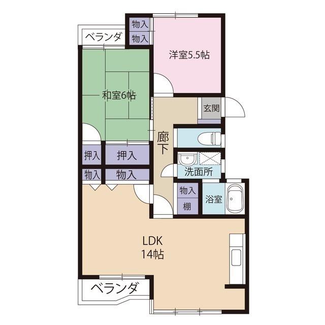 グリーンコート浦和(2LDK/2階)の間取り写真