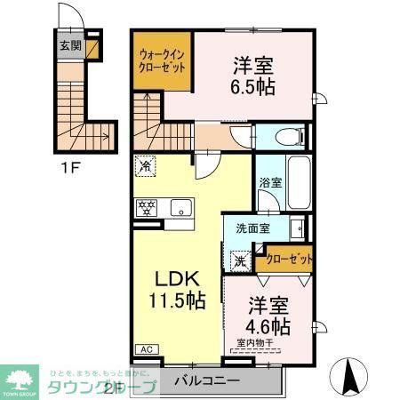 リッシュセゾン O(2LDK/2階)の間取り写真