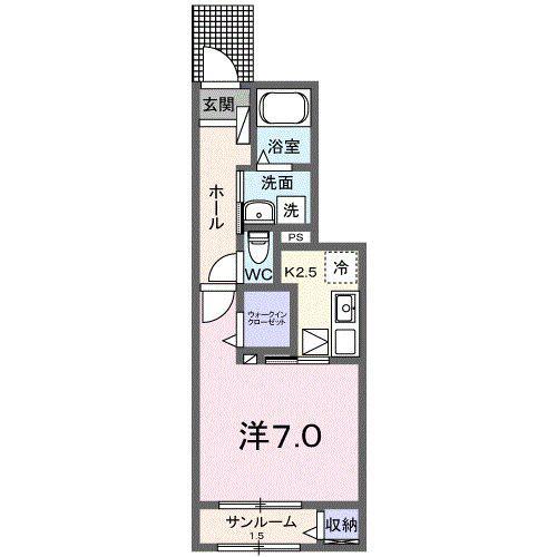 ハピネス立石 C(1K/1階)の間取り写真
