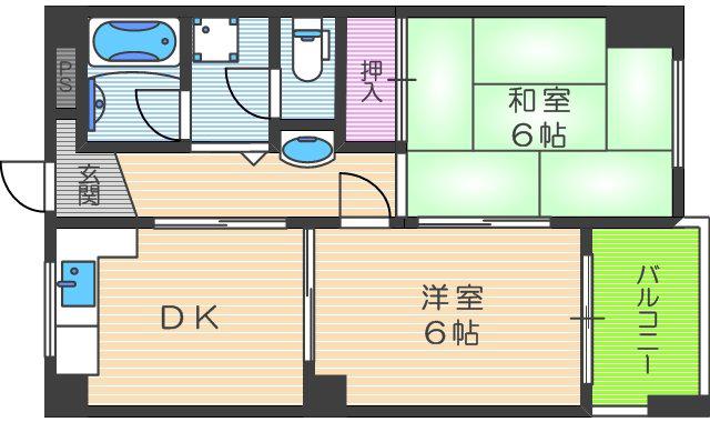 メゾン阪下(2DK/3階)の間取り写真