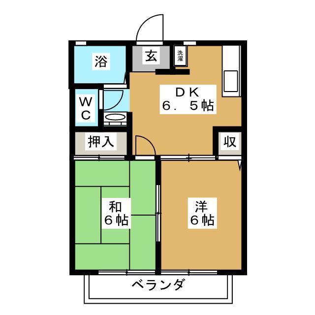 ホワイトパレスA棟(2DK/2階)の間取り写真
