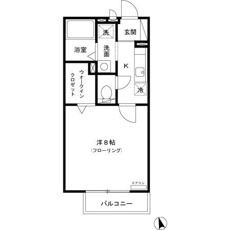 アルコバレーノ(1K/2階)の間取り写真