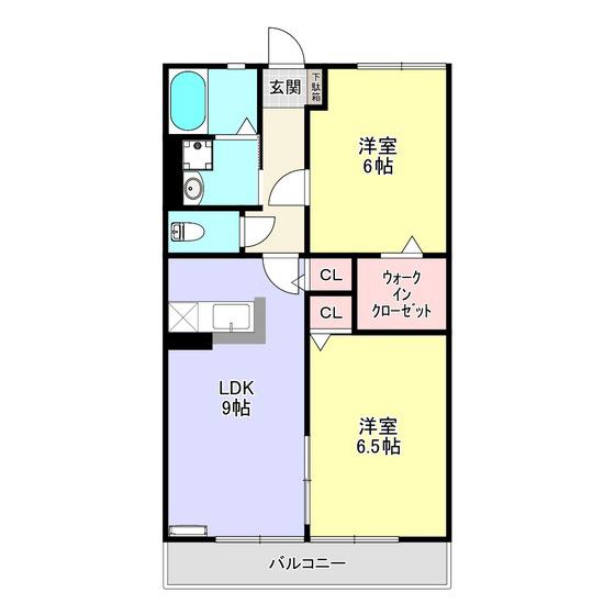 プランドールB(2LDK/2階)の間取り写真