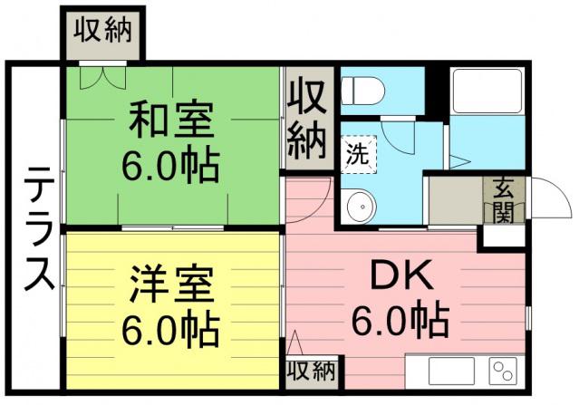 ベルデハイム(2DK/1階)の間取り写真