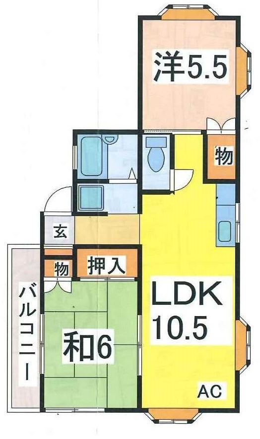 コーポアイリス(2LDK/2階)の間取り写真