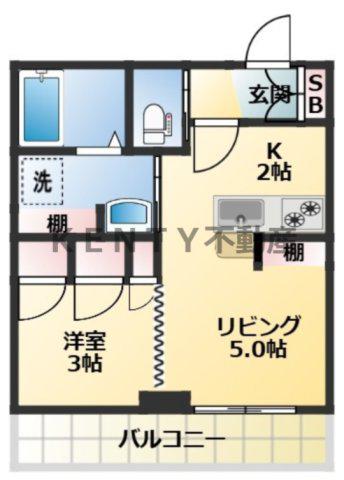 SOLA TIO II(ワンルーム/3階)の間取り写真