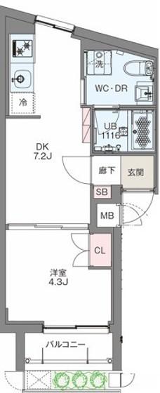 PALWAYS高田馬場 (1LDK/1階)の間取り写真
