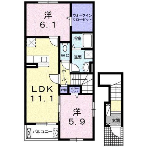 レジレンスパークV(2LDK/2階)の間取り写真