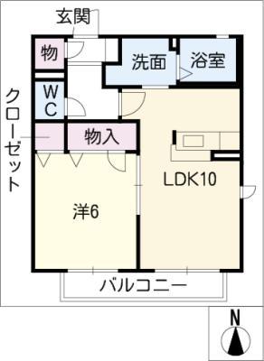 サニーテラス向陽(1LDK/2階)の間取り写真