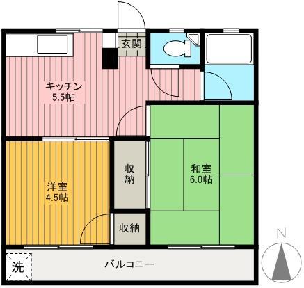 大師コーポ(2K/2階)の間取り写真