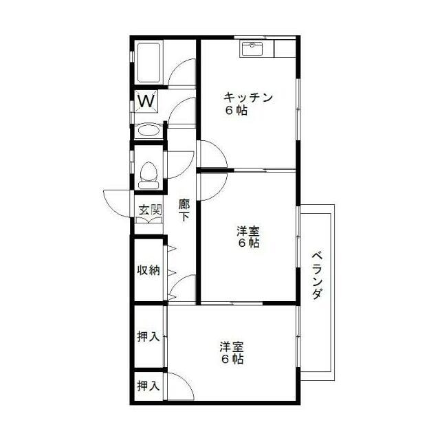 ハイツ滝川園(2DK/2階)の間取り写真