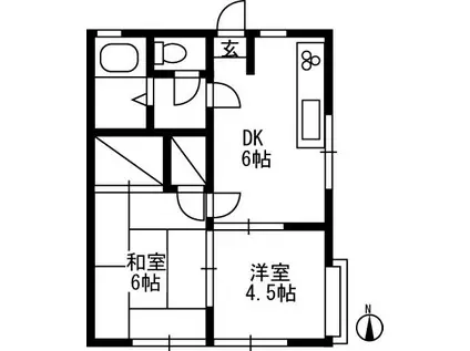 トリプルハイツA(2DK/2階)の間取り写真