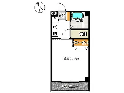 天台ヴューレジデンス(1K/3階)の間取り写真