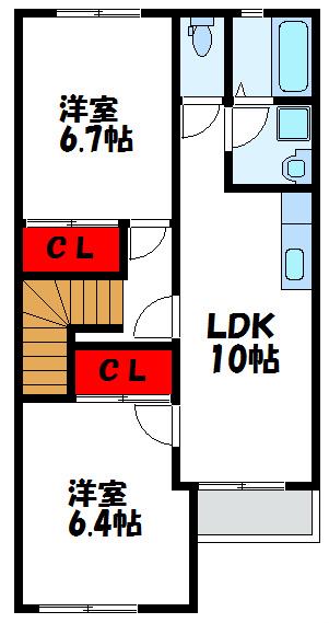 ストロベリーA(2LDK/2階)の間取り写真