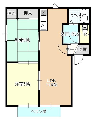 ニューサンシティ川口C棟(2LDK/1階)の間取り写真