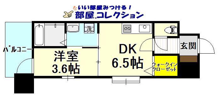 ギャラン片野NEO(1DK/7階)の間取り写真