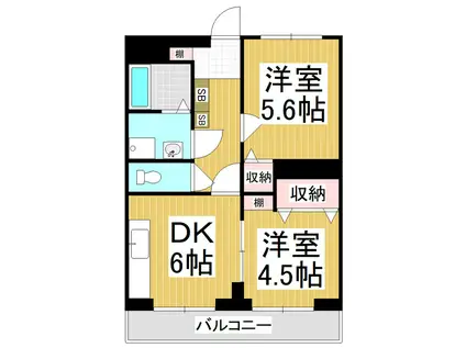 ルミエール・ド・ソレイユ(2DK/5階)の間取り写真