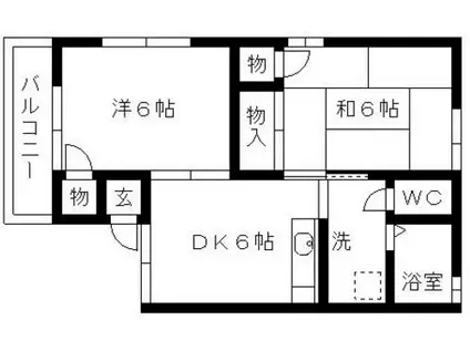 ハピネスブルーA(2DK/1階)の間取り写真