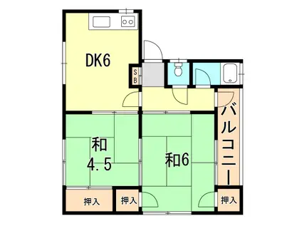 大塚マンション(2DK/4階)の間取り写真