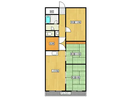 鳥井原ハイツ(3LDK/4階)の間取り写真