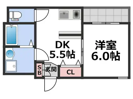 プリマベーラ新今里(1DK/6階)の間取り写真