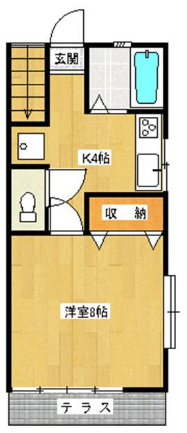 ハイツ錦(1K/1階)の間取り写真