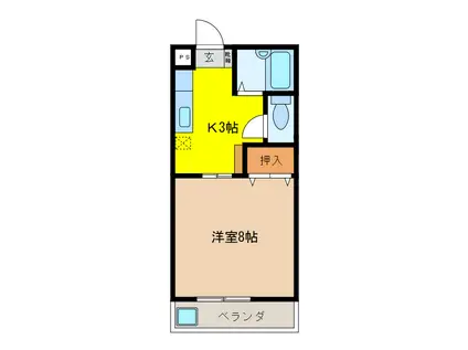 マンションウイン(1K/3階)の間取り写真