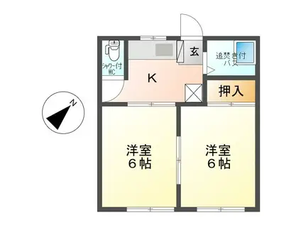 長瀬Kマンション(2K/2階)の間取り写真