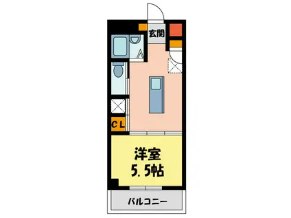 パラシオ夙川名次(1DK/2階)の間取り写真