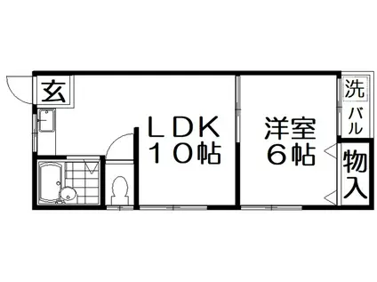 木田コーポ(1LDK/1階)の間取り写真