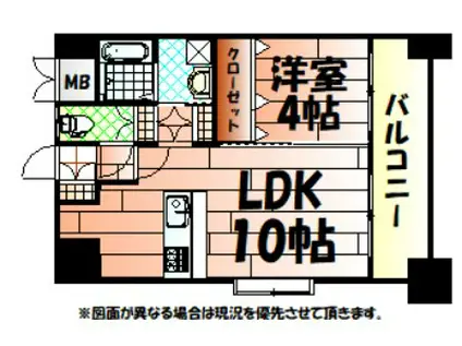 LEON下到津(1LDK/7階)の間取り写真