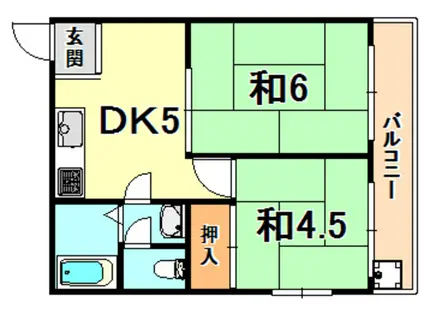 寿ハイツ(2DK/2階)の間取り写真
