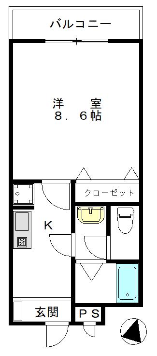 カレッジ・コート(1K/3階)の間取り写真