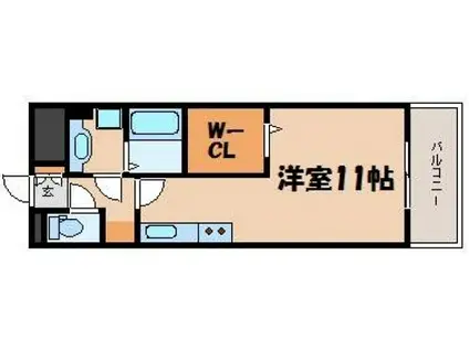 セジュールモモヤマ(ワンルーム/2階)の間取り写真