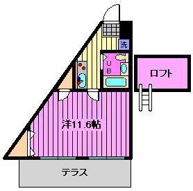 ロイヤルヒルズ(1K/1階)の間取り写真