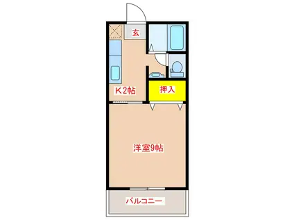 コーポ奈良I(1K/1階)の間取り写真