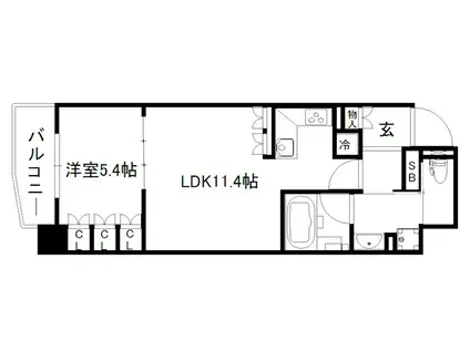 リーガル京都西陣II(1LDK/3階)の間取り写真