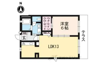 シャーメゾン矢倉(1LDK/1階)の間取り写真