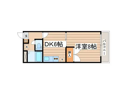 八木山アベニュー(1DK/4階)の間取り写真