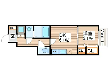 SYM五橋I(1DK/1階)の間取り写真