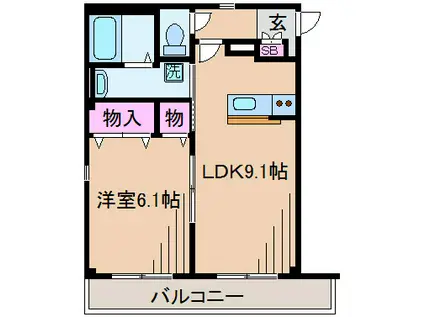 グランビューノ日吉(1LDK/2階)の間取り写真