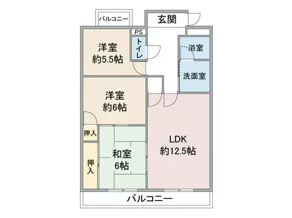 モネ水草(3LDK/3階)の間取り写真