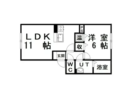 プレシャスコートB棟(1LDK/1階)の間取り写真