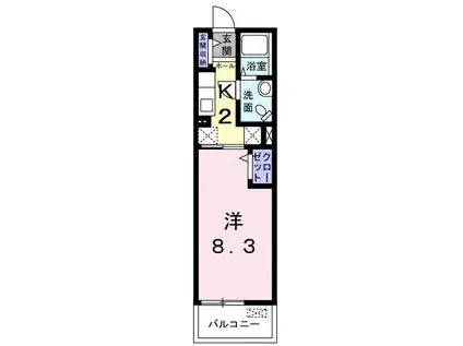 グレイスカレントII(1K/3階)の間取り写真