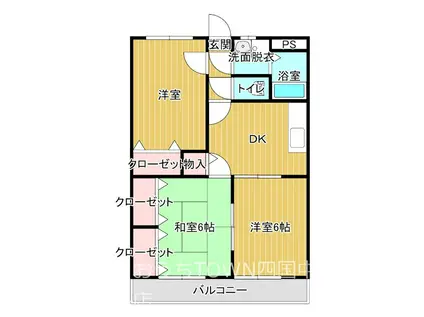 セントラルS(3DK/1階)の間取り写真