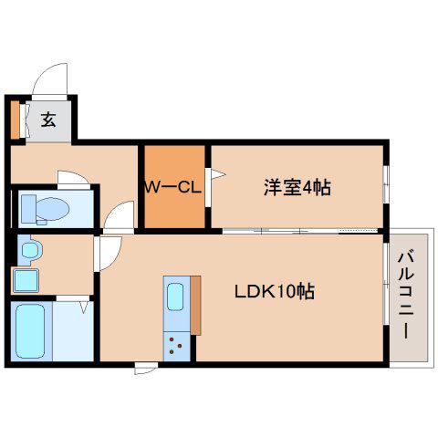 メゾンベア六条(1LDK/2階)の間取り写真