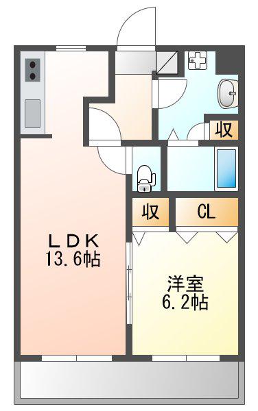 クレールI(1LDK/2階)の間取り写真